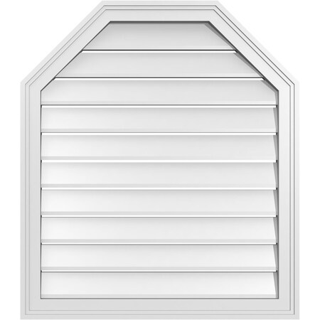 Ekena Millwork Octagonal Top Surface Mount PVC Gable Vent w/ 2"W x 1-1/2"P Brickmould Frame, 28"W x 32"H GVPOT28X3202SF